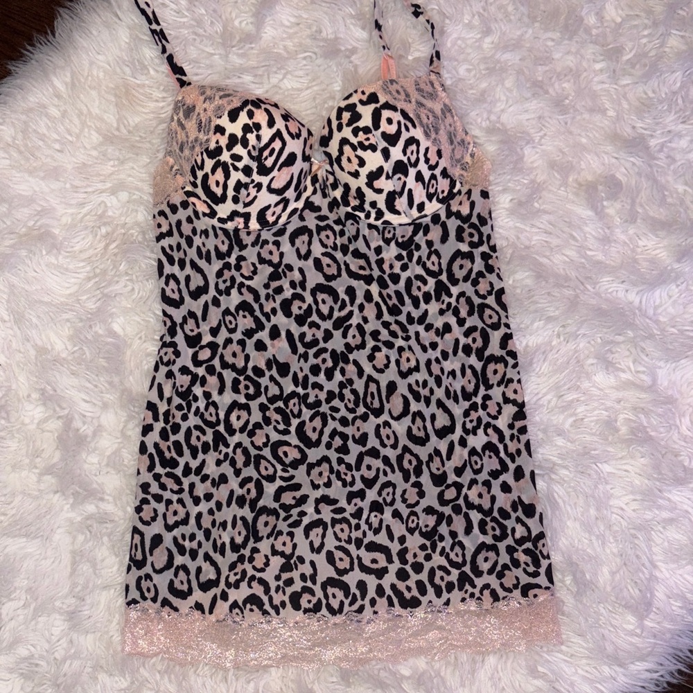 Victoria's Secret Pink and Black Leopard Print Chemise